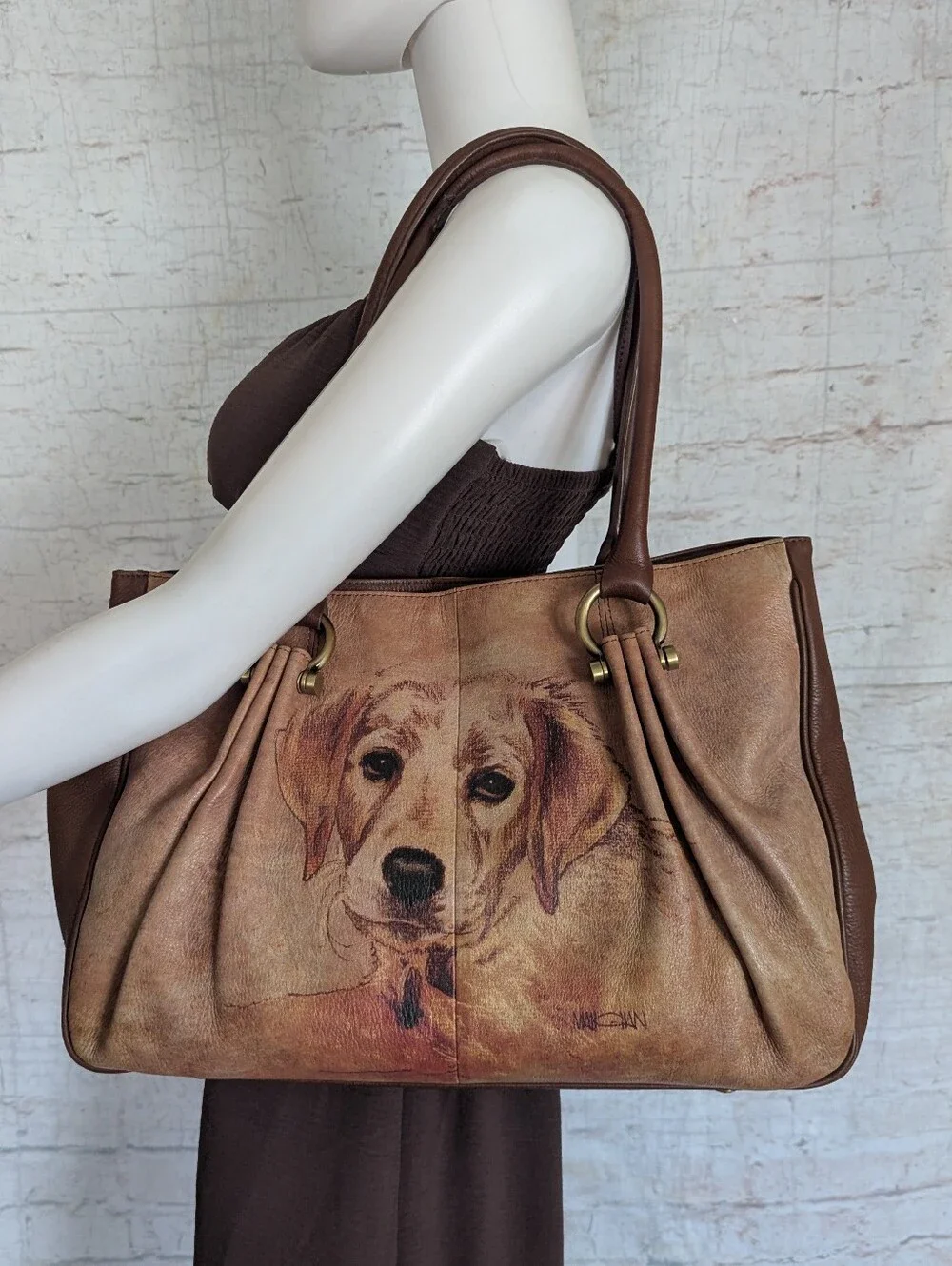 ICON Brown Dog Portrait Tote Bag Set with Matching Pouch & Card Case